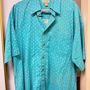 Vintage Bugle Boy Blue Casual Button Down Shirt with Geometric Pattern